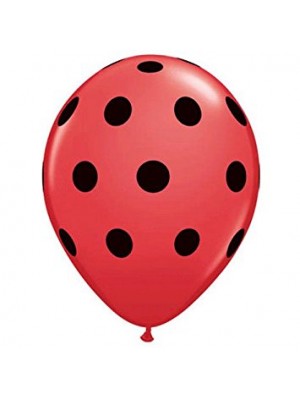 Balão Látex Bolinhas Pretas - Vermelho